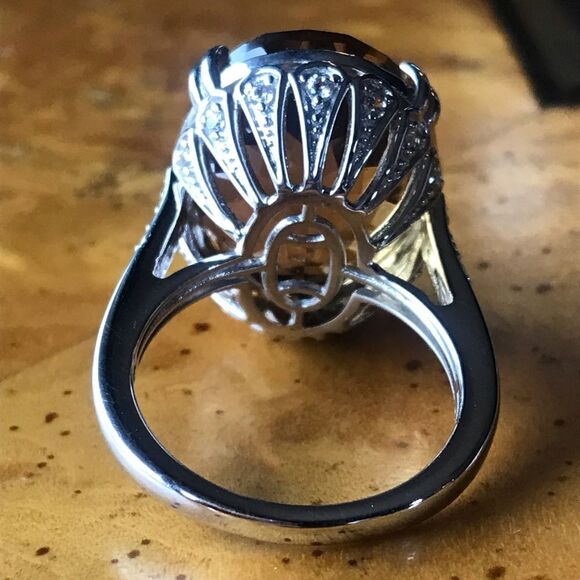 Natural Citrine Sterling Silver Cocktail Ring Size 8 - Picture 4 of 8